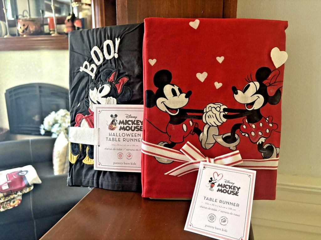 Disney Pottery Barn Mickey Mouse Holiday Table runner party halloween SET 2 n