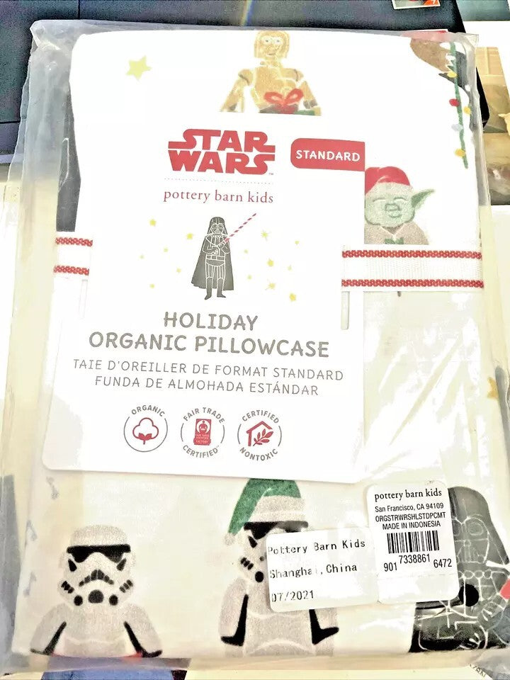 Pottery Barn Disney Star Wars holiday Christmas Droid PILLOWCASE space Gift ]