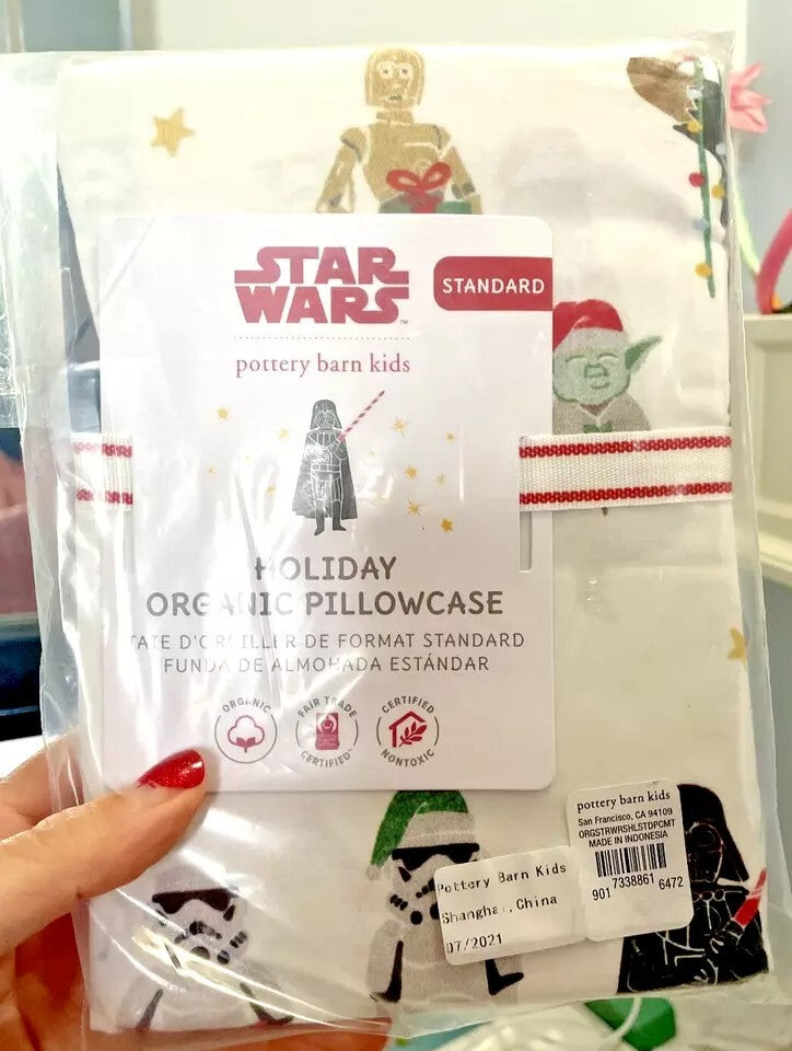 Pottery Barn Disney Star Wars holiday Christmas Droid PILLOWCASE space Gift ]