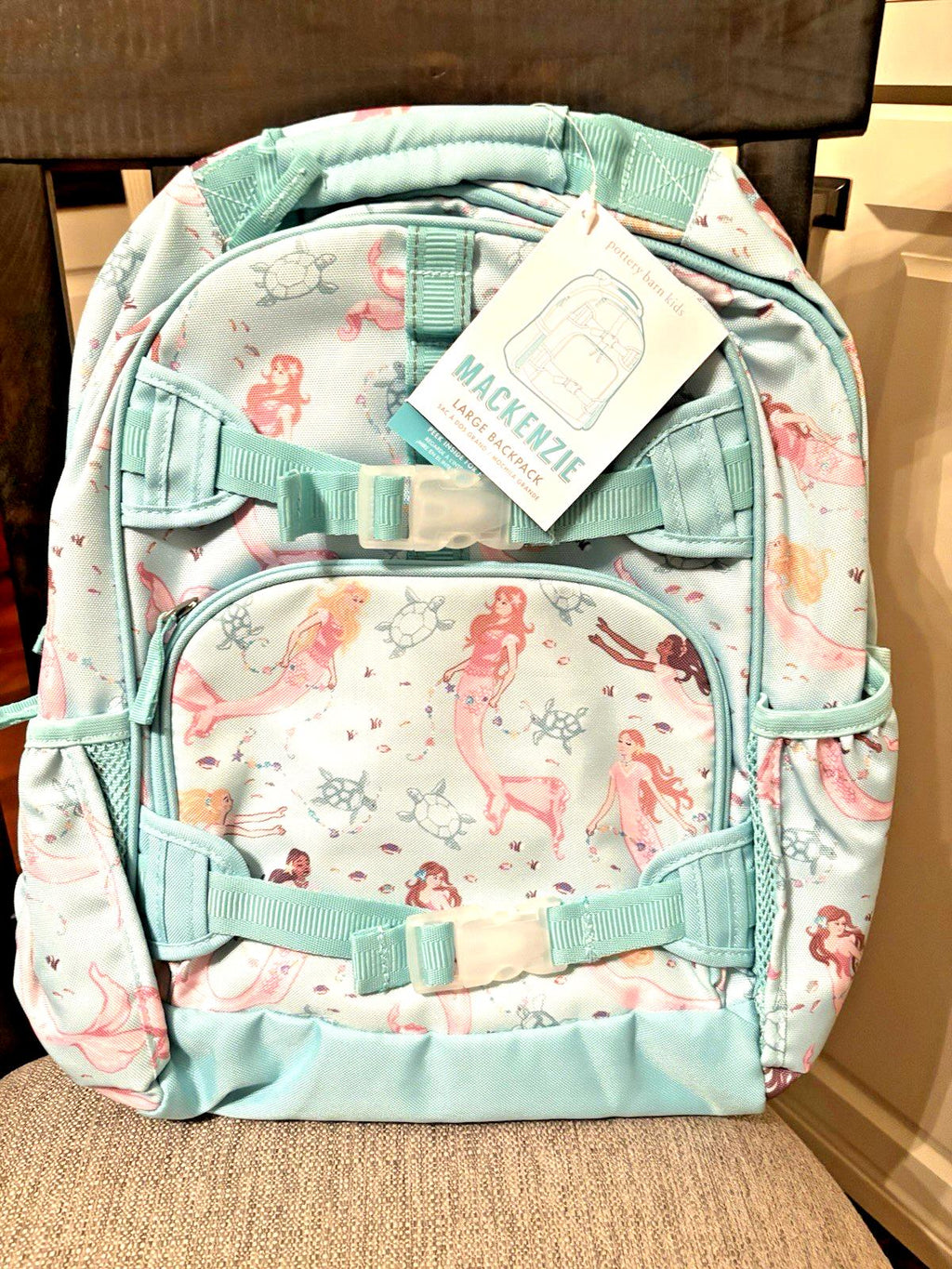 Pottery Barn kids school Disney Mermaid LARGE Backpack LUNCH WATER Travel girl .
