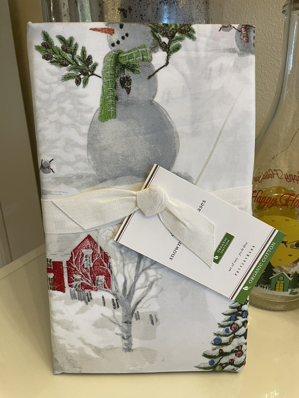 Pottery Barn holiday KING pillowcase Christmas Snowman Kid Winter Disney SET 2 y