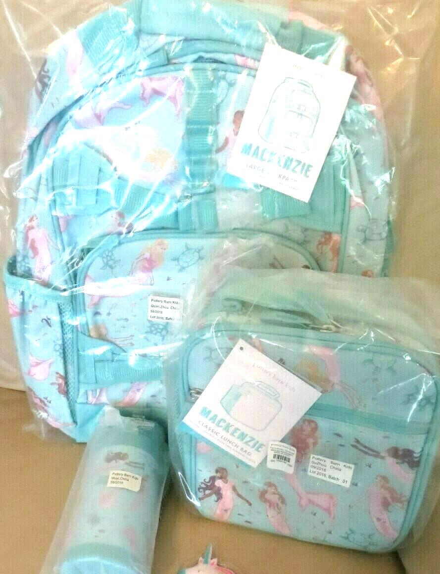 Pottery Barn kids school Disney Mermaid LARGE Backpack LUNCH WATER Travel girl .