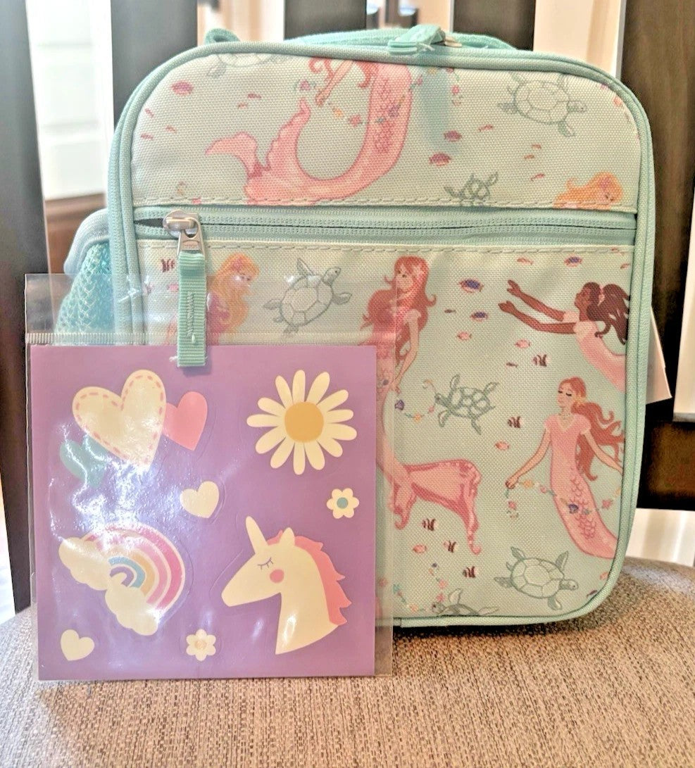 Pottery Barn kids school Disney Mermaid LARGE Backpack LUNCH WATER Travel girl .