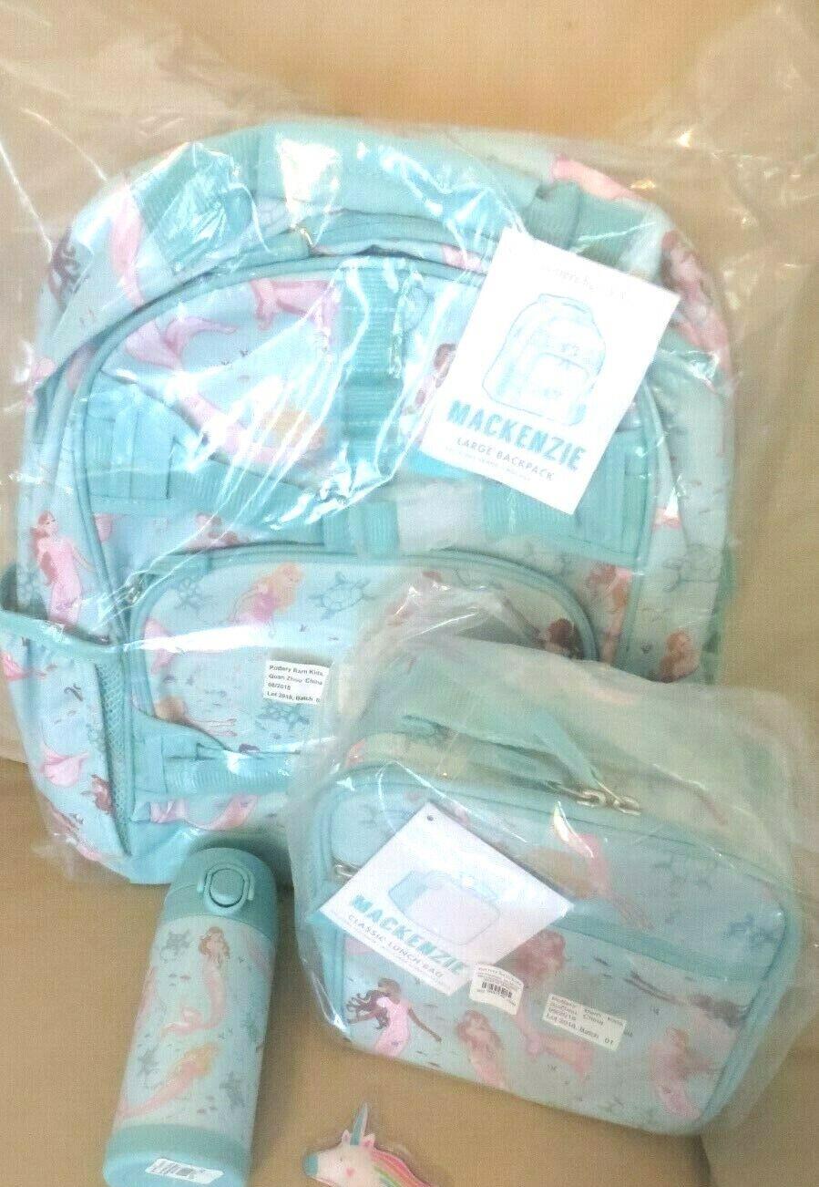 Pottery Barn kids school Disney Mermaid LARGE Backpack LUNCH WATER Travel girl .
