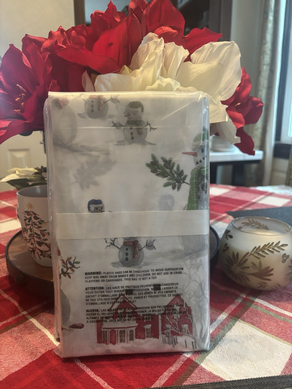 Pottery Barn holiday KING pillowcase Christmas Snowman Kid Winter Disney SET 2 y