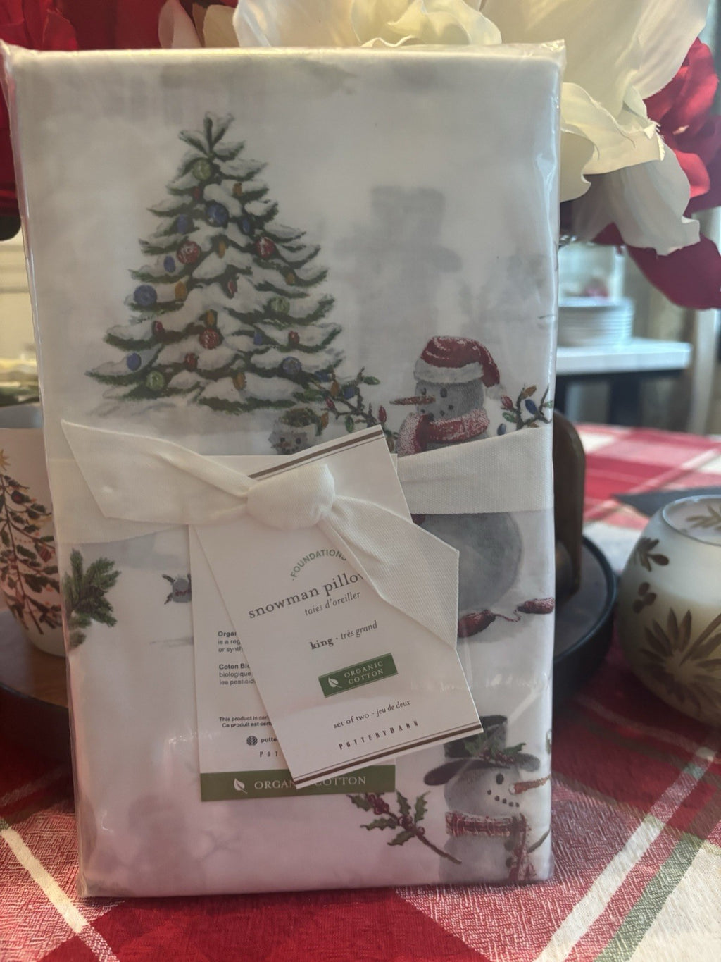 Pottery Barn holiday KING pillowcase Christmas Snowman Kid Winter Disney SET 2 y
