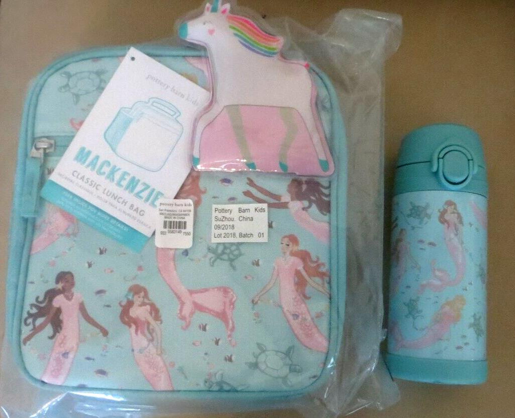 Pottery Barn kids school Disney Mermaid LARGE Backpack LUNCH WATER Travel girl .