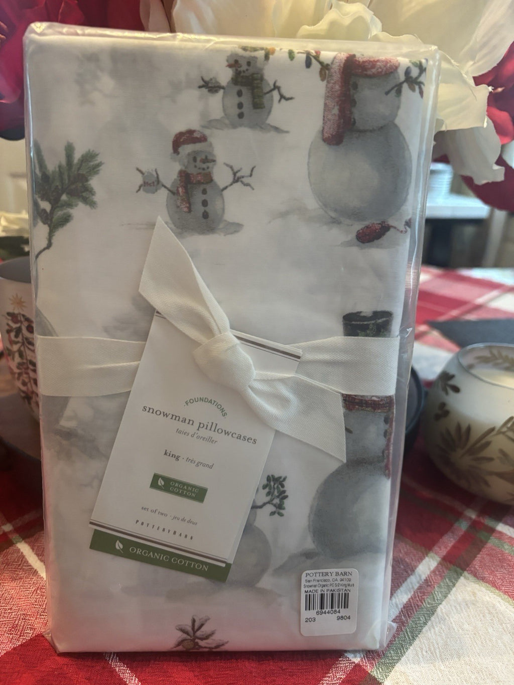 Pottery Barn holiday KING pillowcase Christmas Snowman Kid Winter Disney SET 2 y