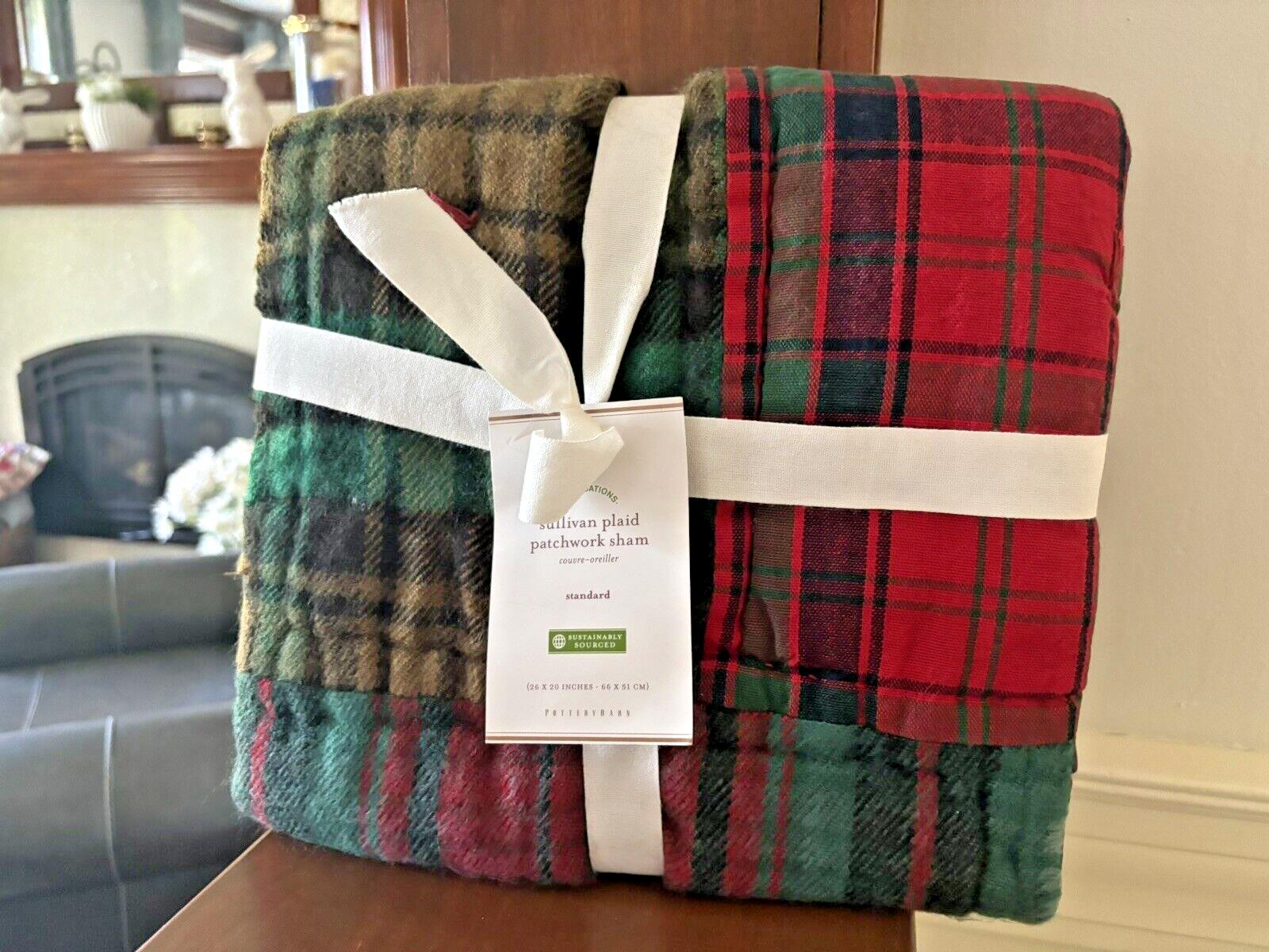 Pottery Barn holiday PLAID PATCHWORK Pillow Sham sullivan Party Guest?  `
