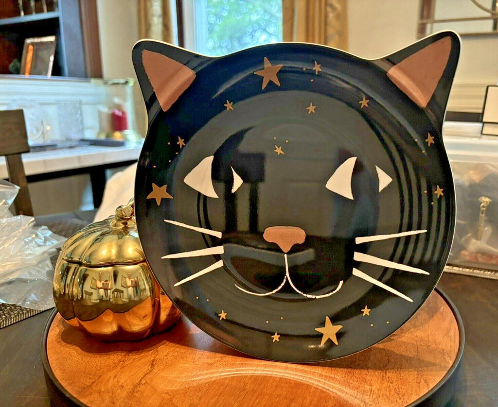 Pottery Barn Disney Halloween Holiday PLATE+UTENSIL party black cat SET 8 kid  !