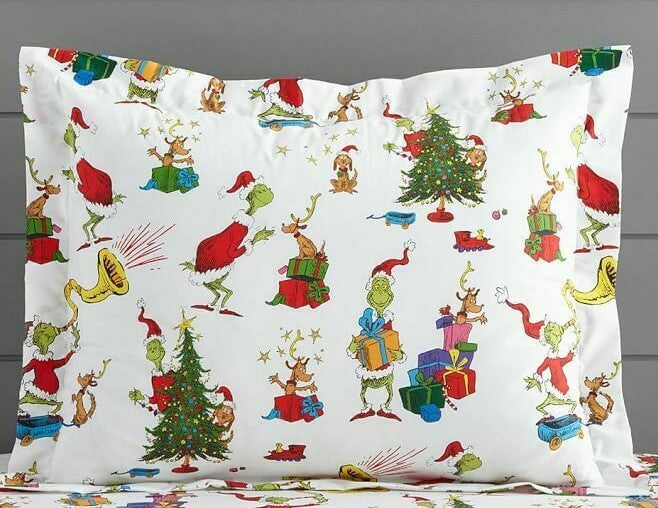 Pottery Barn GRINCH Pillow Sham Christmas disney Seuss holiday Gift school kid