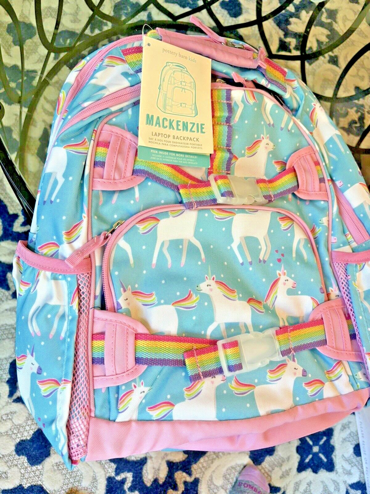 Pottery barn School Disney BACKPACK LARGE Rainbow Unicorn Parade Heart Travel .