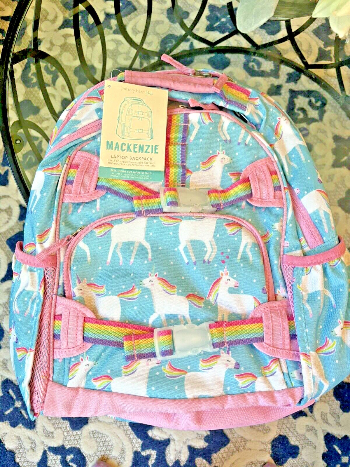 Pottery barn School Disney BACKPACK LARGE Rainbow Unicorn Parade Heart Travel .