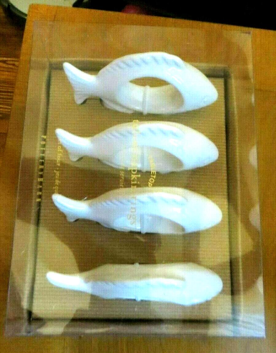 Pottery barn Disney Napkin RING Nautical beach Holiday party gift SET 4 ocean a