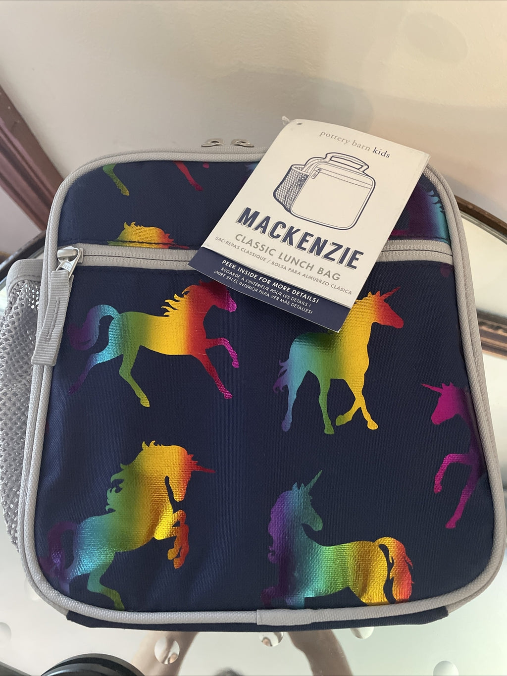 Pottery Barn LUNCH BOX BAG School Disney Rainbow UNICORN holiday gift .