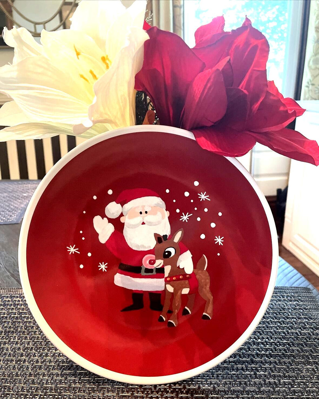 Disney Pottery Barn Rudolph holiday Reindeer Santa Christmas Plate party SET 4 ]