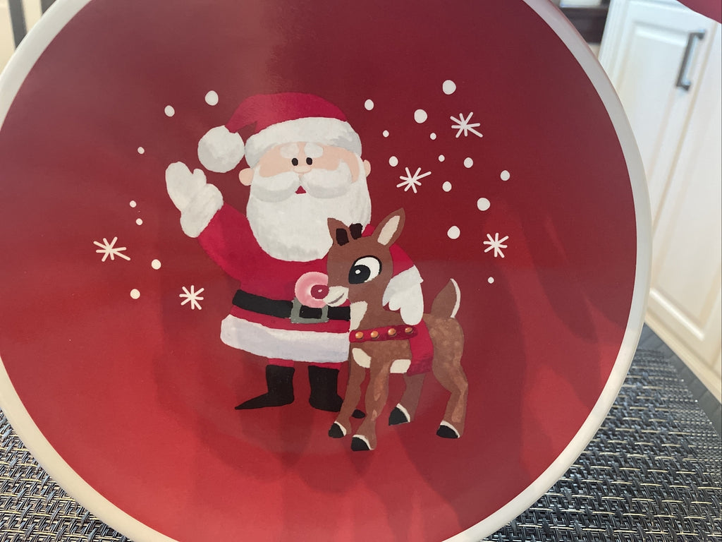 Disney Pottery Barn Rudolph holiday Reindeer Santa Christmas Plate party SET 4 ]