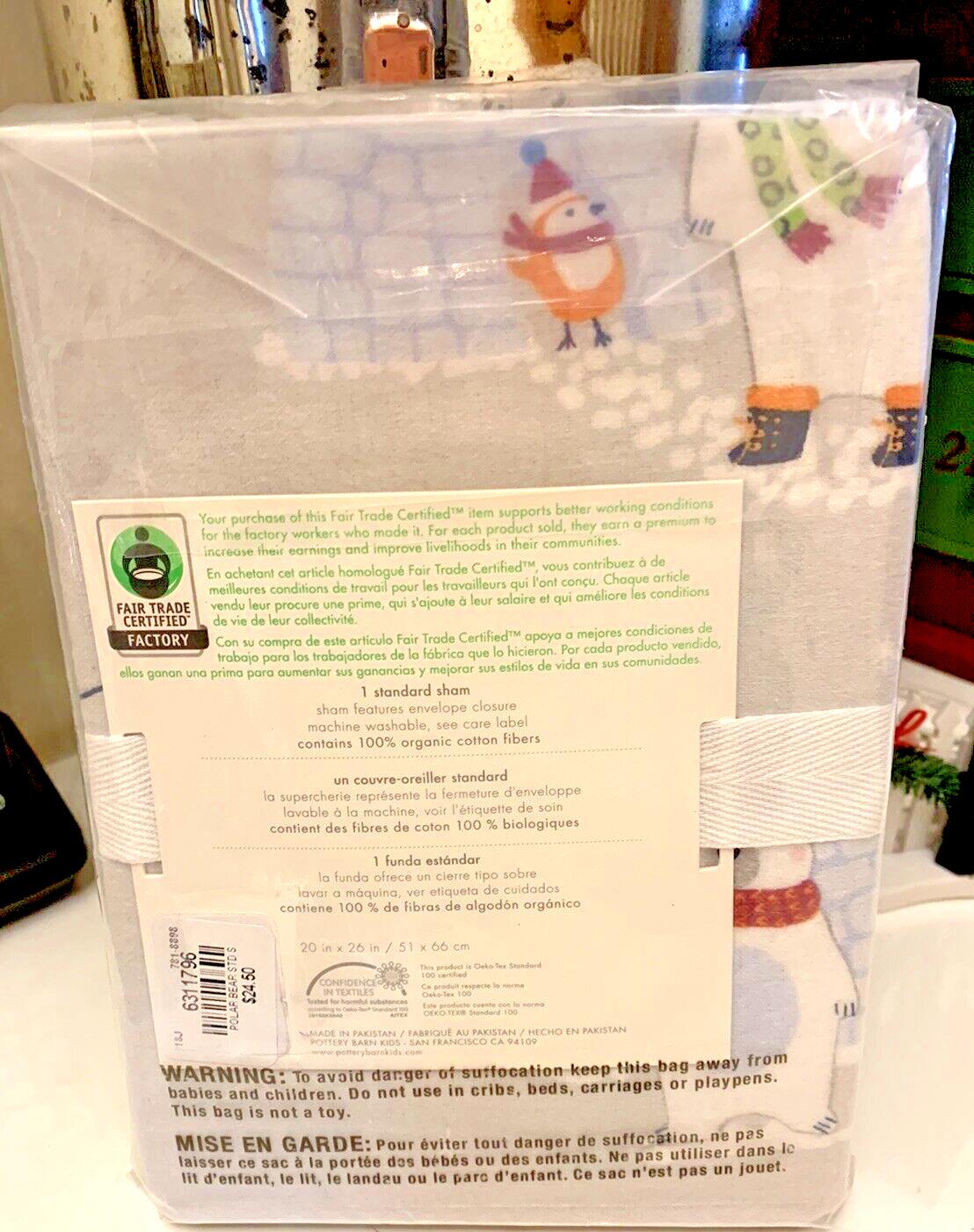 Pottery barn Christmas pillow sham Holiday Gift party bear school boy kid 1