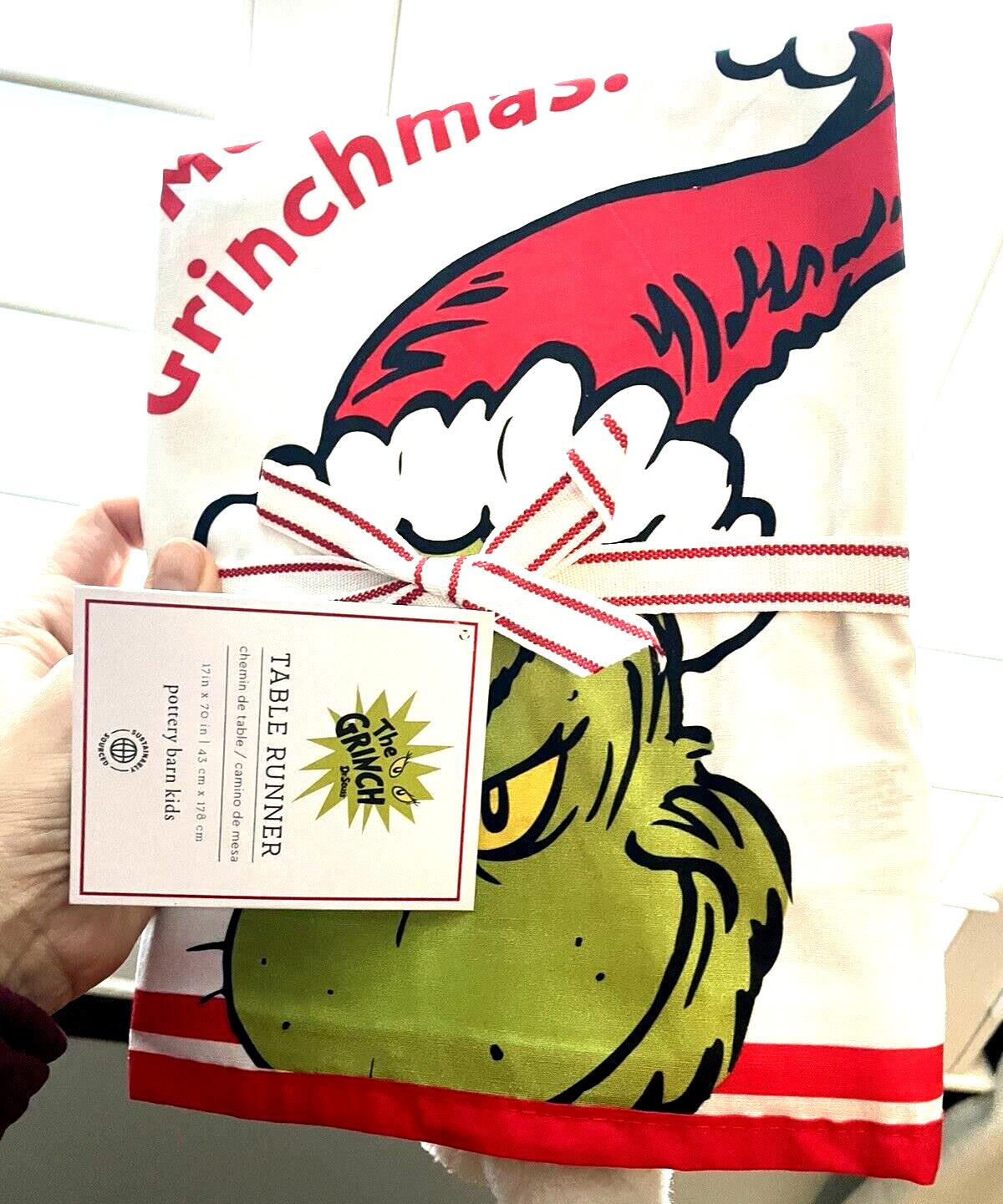 Pottery Barn Grinch Holiday Christmas Table runner gift Disney party Kid gift `