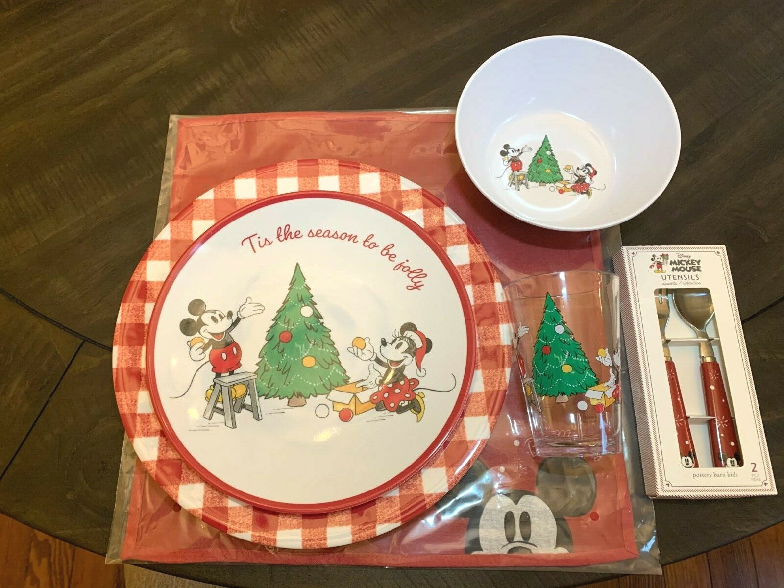 Pottery Barn Mickey Mouse Christmas disneyholiday PLATE CUP Party School gift n
