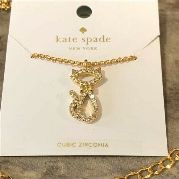 Kate Spade necklace Holiday Halloween gift school girl black cat gold Disney "
