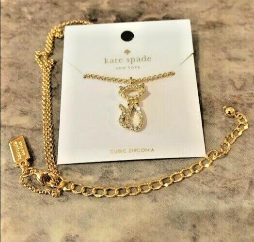 Kate Spade necklace Holiday Halloween gift school girl black cat gold Disney "