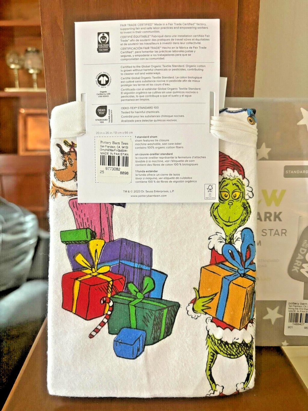 Pottery Barn GRINCH Christmas Holiday Seuss MAX kid school pillow sham SET 2 =