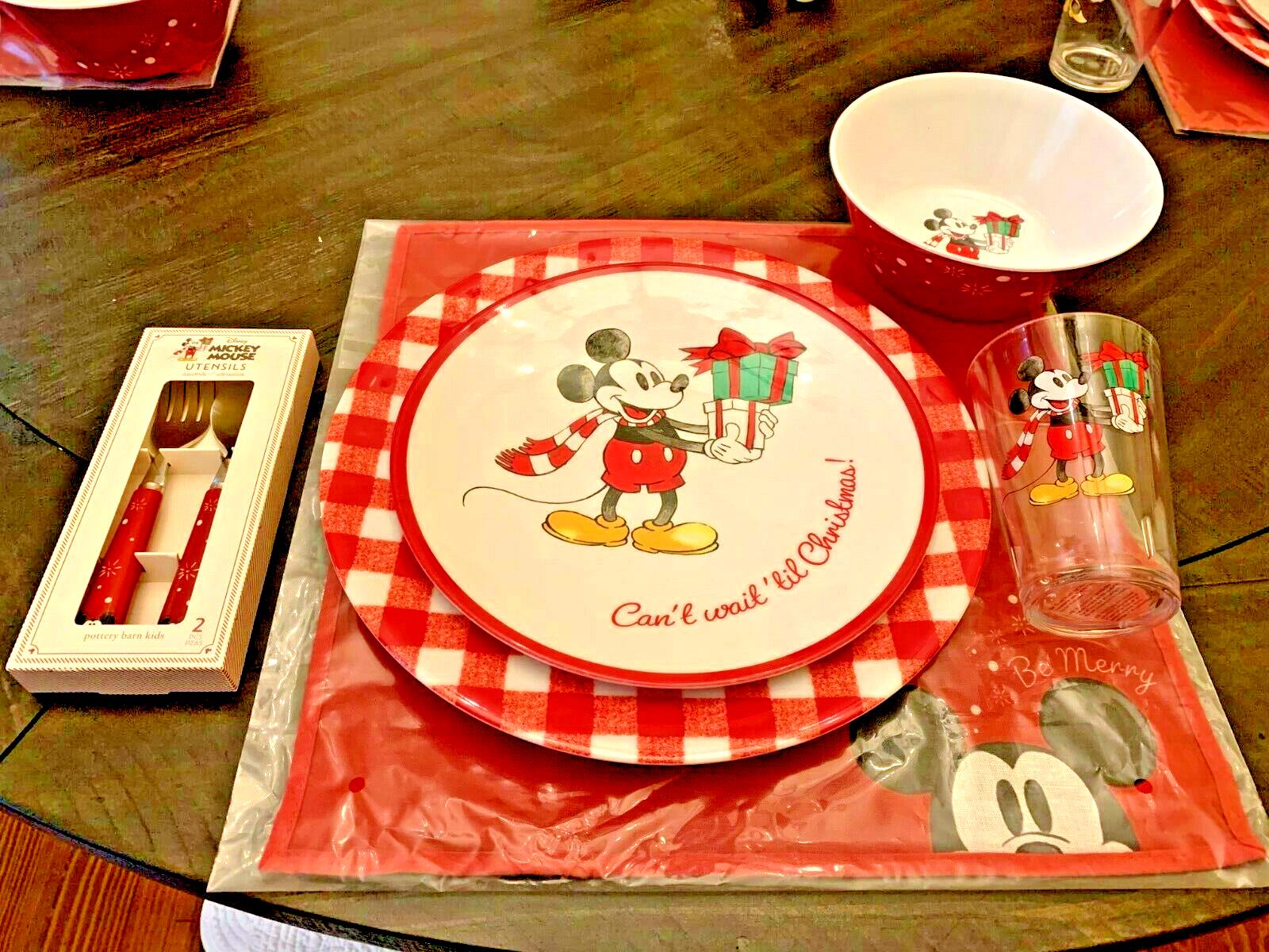 Disney Pottery Barn Mickey Mouse Plate Christmas holiday gift party school kid n
