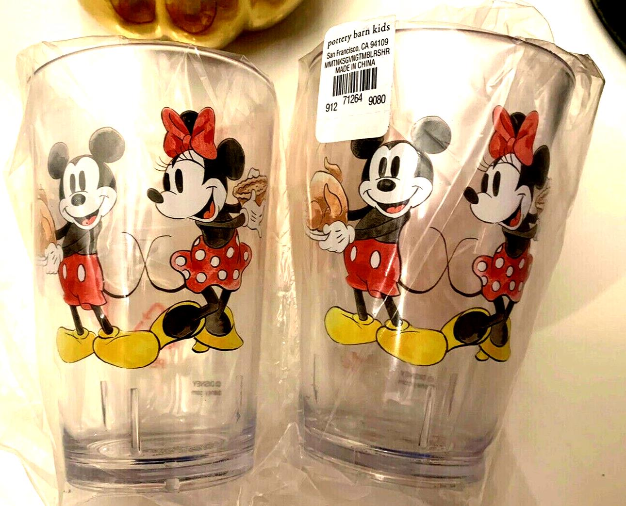 Disney Mickey Mouse holiday Pottery Barn Cup Thanksgiving school kid party SET 2