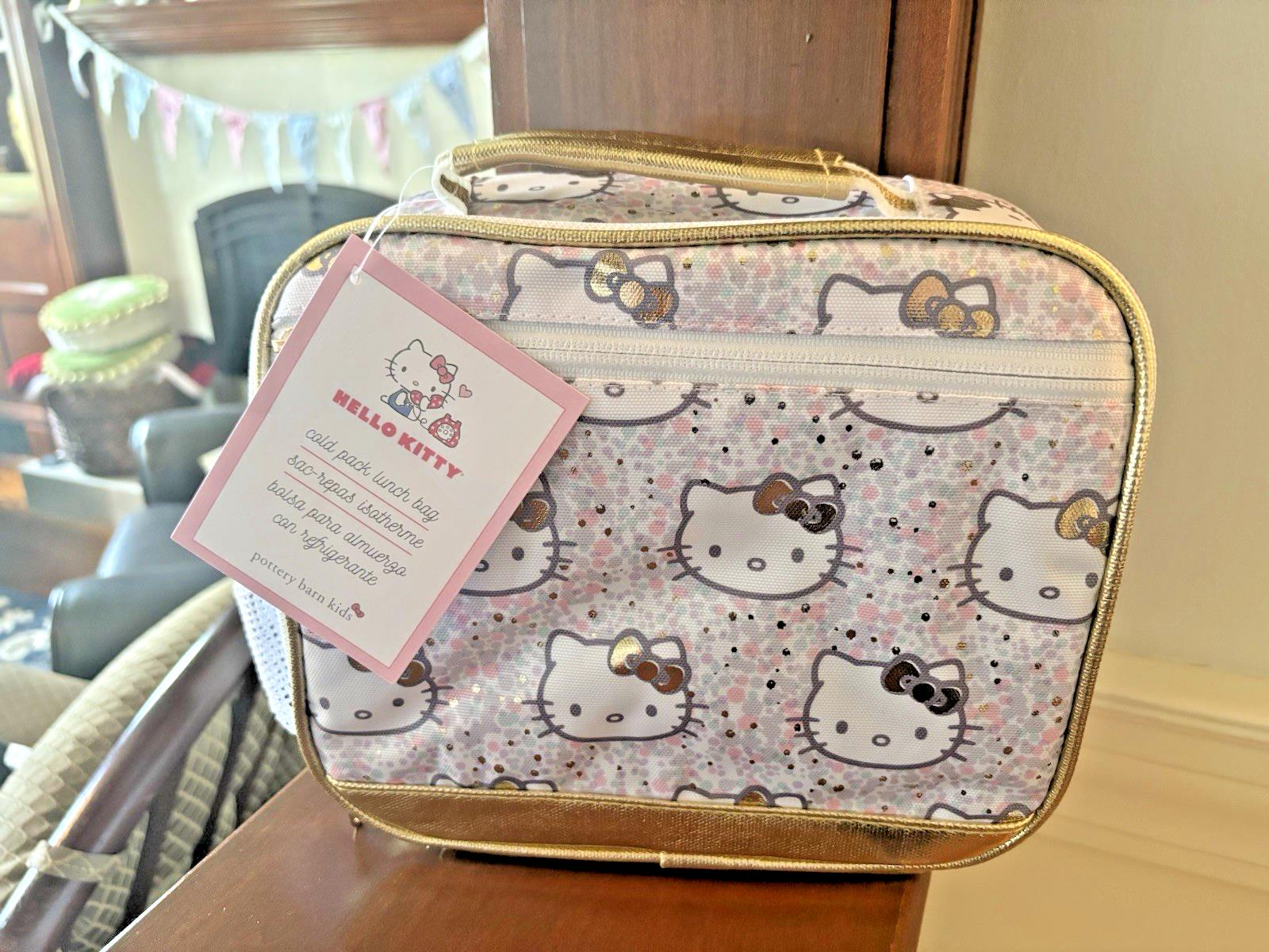 School Disney Pottery Barn Hello Kitty cat Lunch box bag pre-k holiday+Sticker -