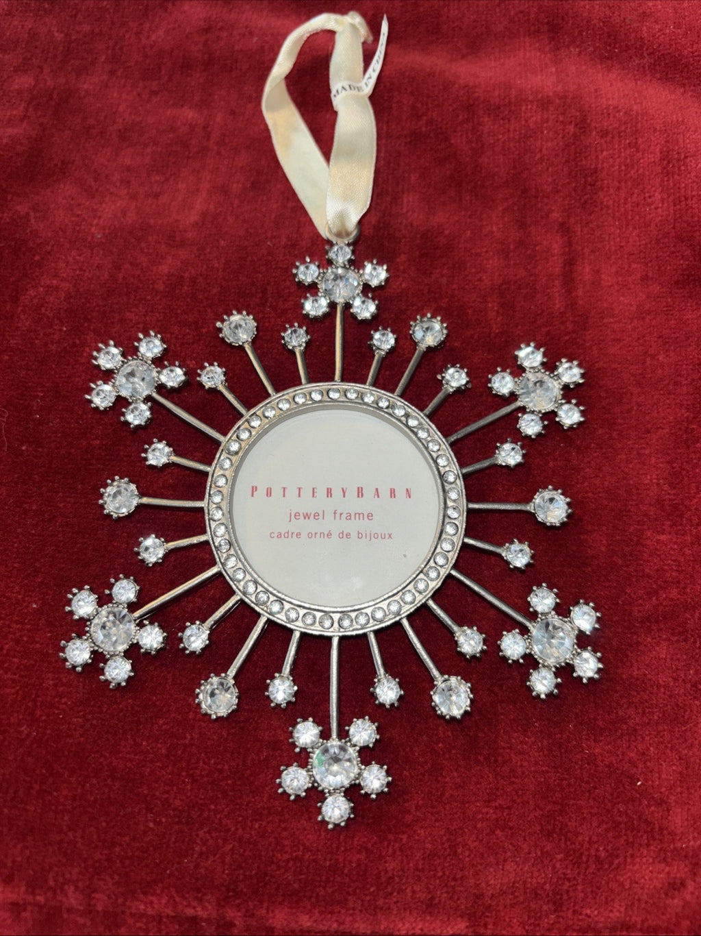 pottery barn holiday ornament Christmas Snowflake gift school picture kid `