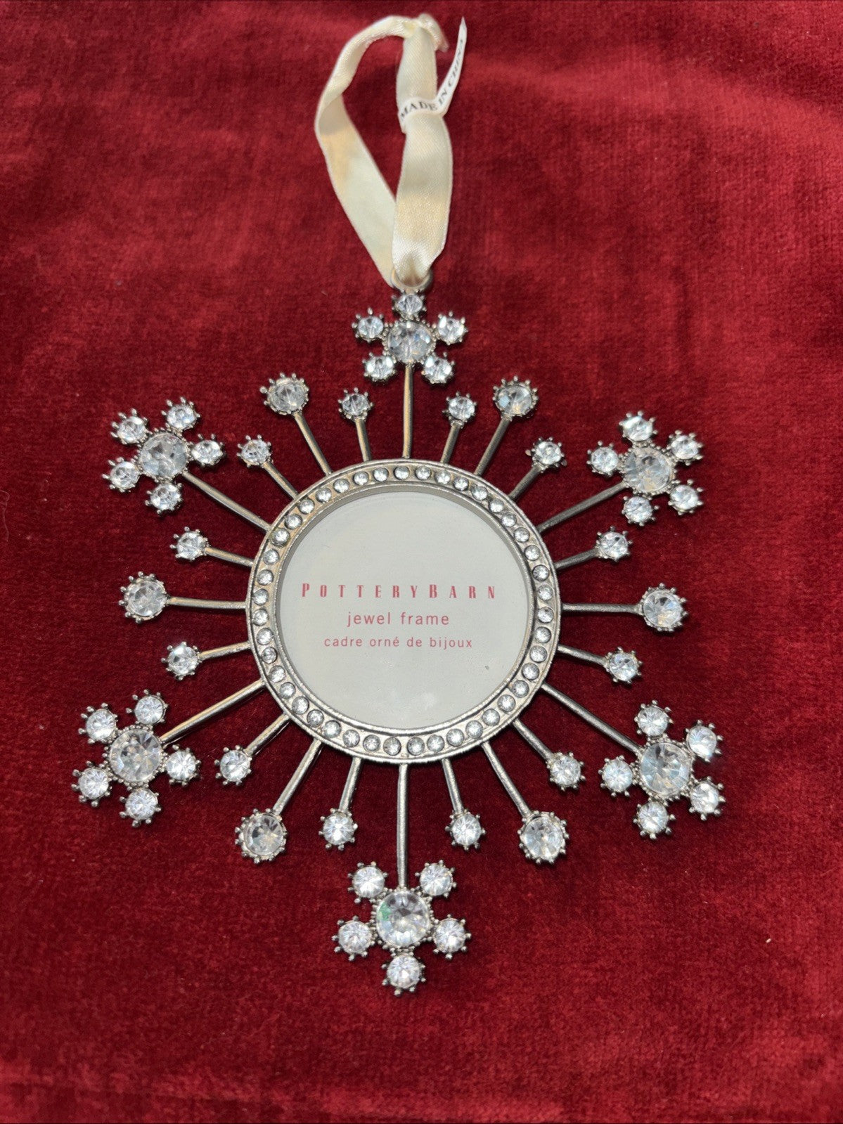 pottery barn holiday ornament Christmas Snowflake gift school picture kid `