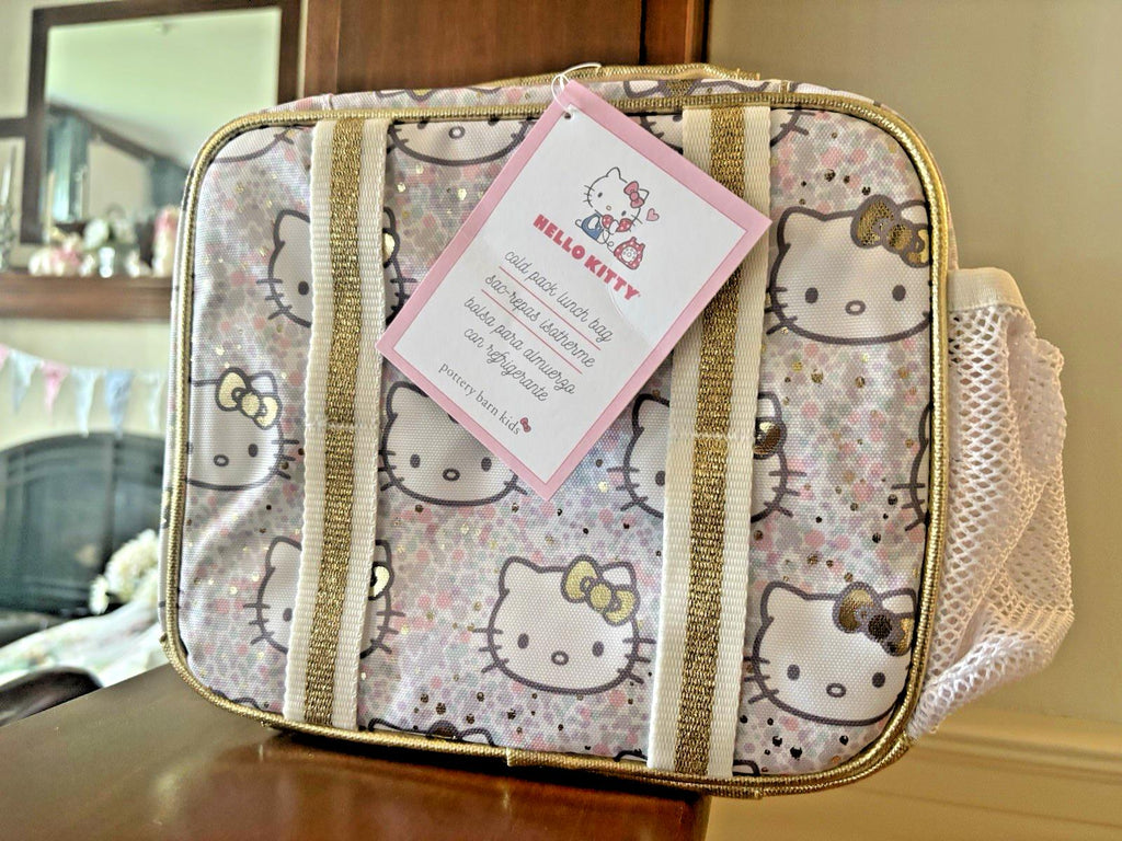 School Disney Pottery Barn Hello Kitty cat Lunch box bag pre-k holiday+Sticker -