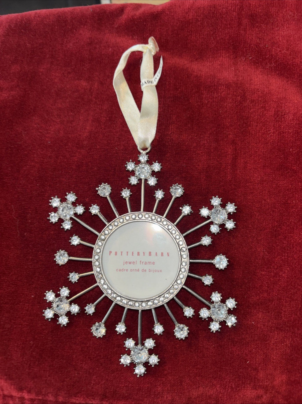 pottery barn holiday ornament Christmas Snowflake gift school picture kid `