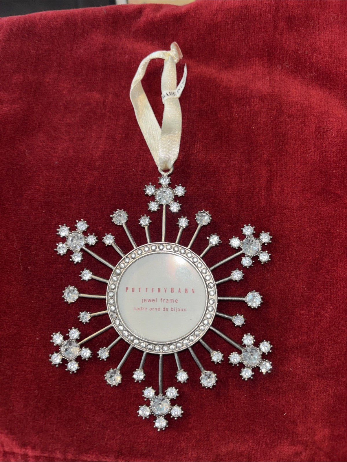 pottery barn holiday ornament Christmas Snowflake gift school picture kid `