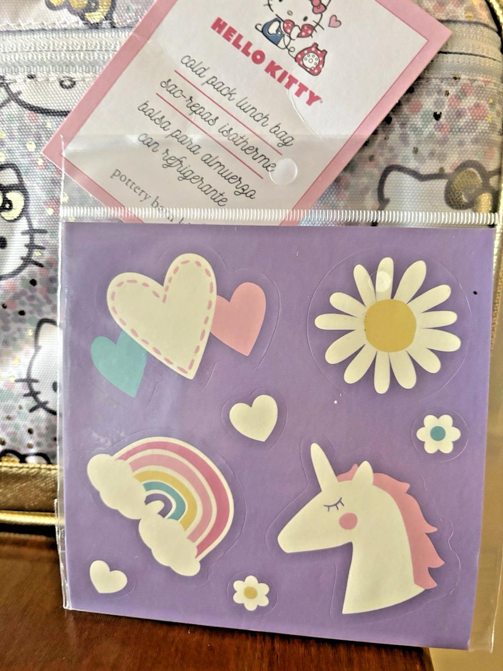 School Disney Pottery Barn Hello Kitty cat Lunch box bag pre-k holiday+Sticker -