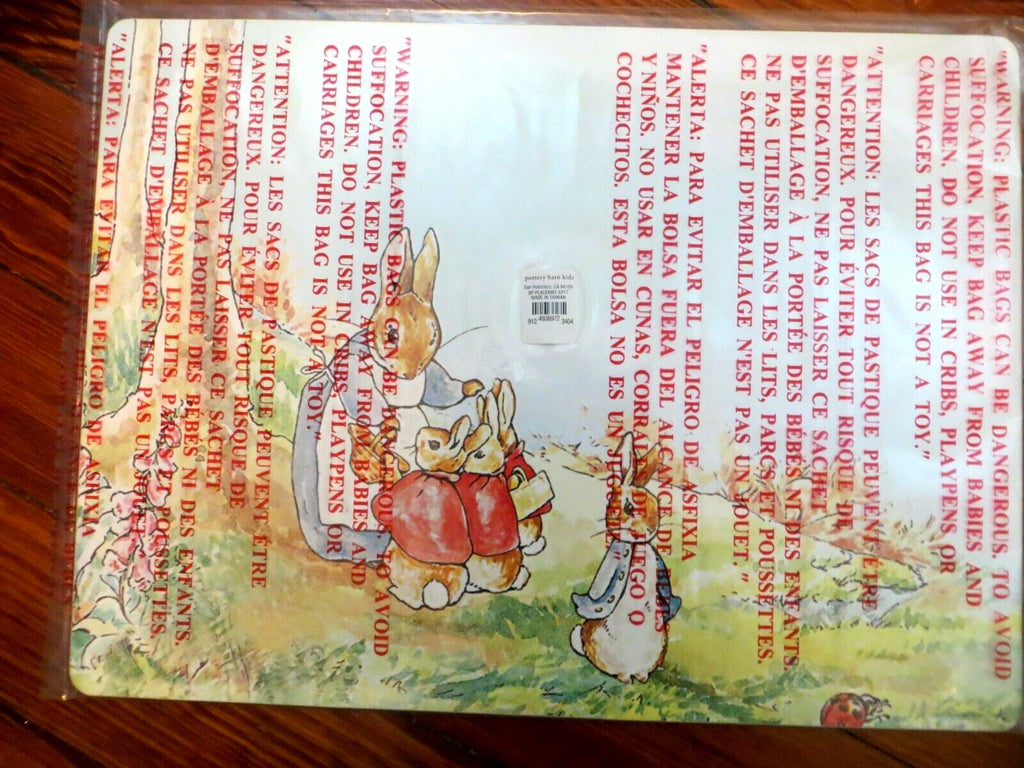 Pottery Barn Peter rabbit lunch Placemat Party Easter Holiday Gift bunny guest -