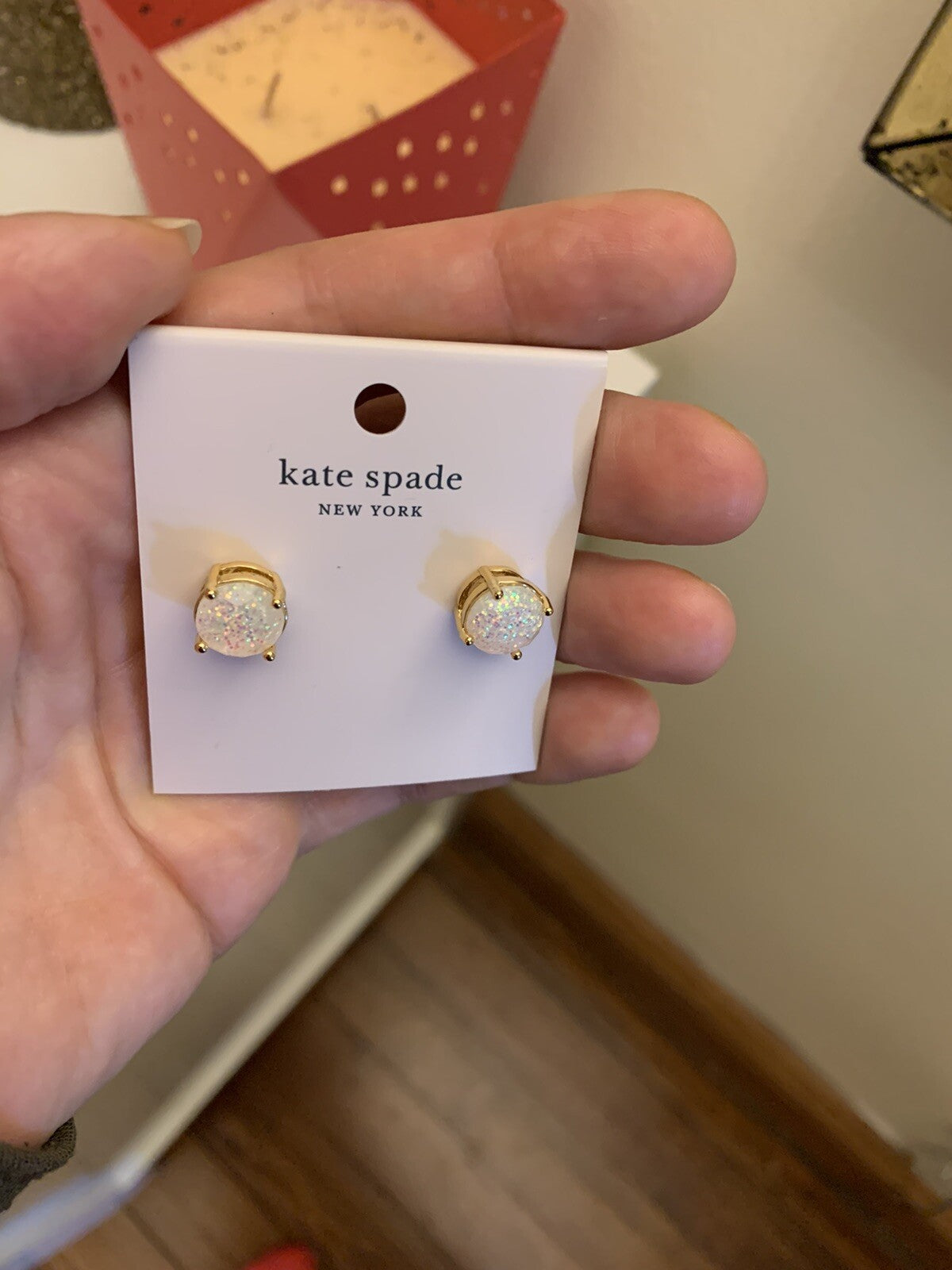 Kate Spade holiday Glitter earrings BAG gold jewelry GIFT disney girl Birthday `