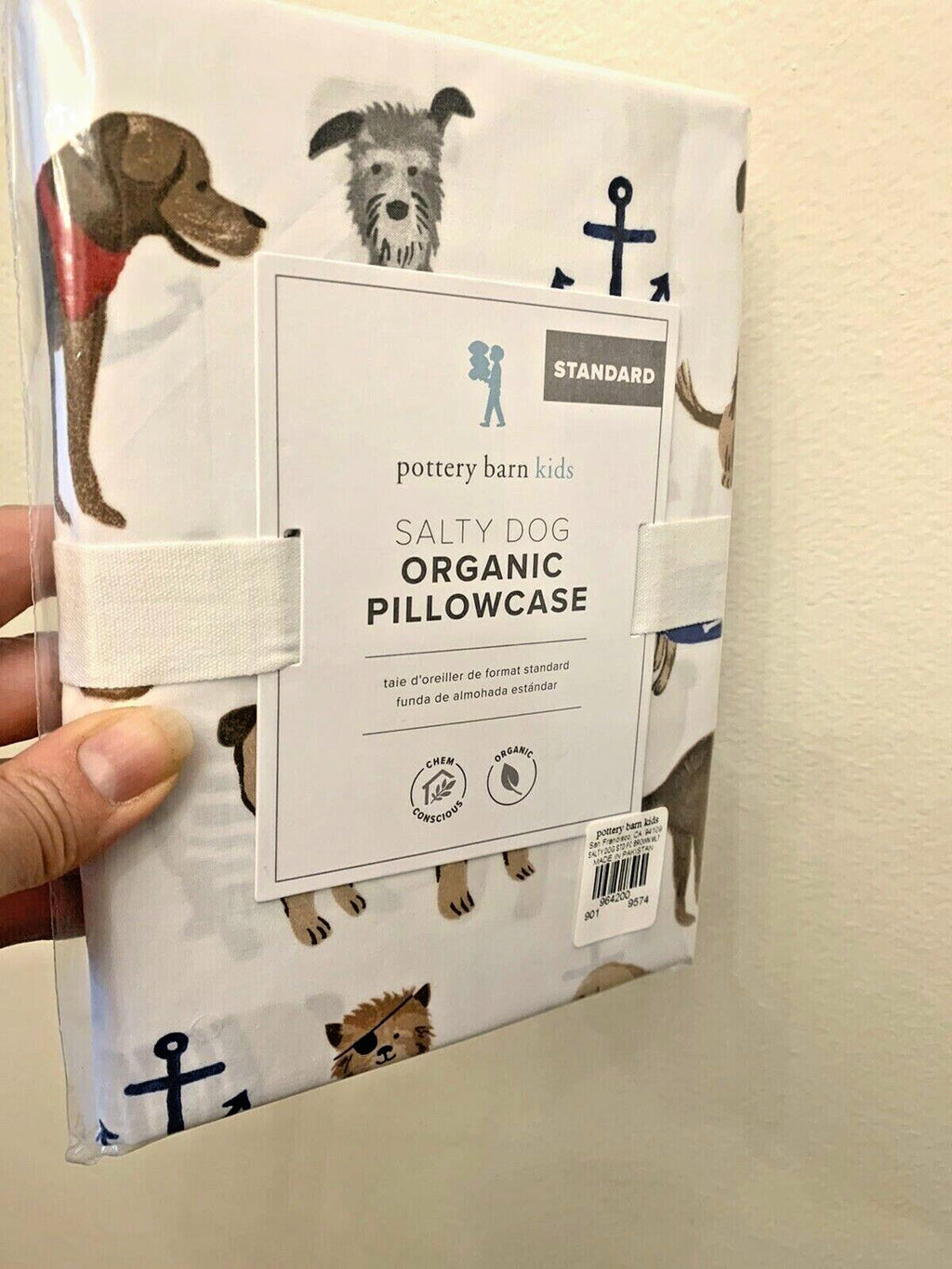 Pottery Barn PILLOWCASE Salty Dog Holiday Christmas Bones Halloween party kid y