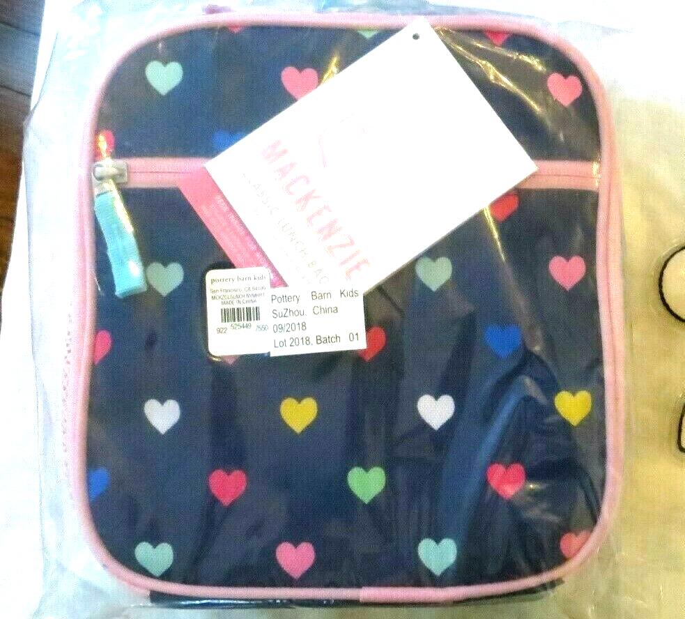 Pottery Barn LUNCH BOX BAG school Rainbow heart pink travel gift pre k girl ,