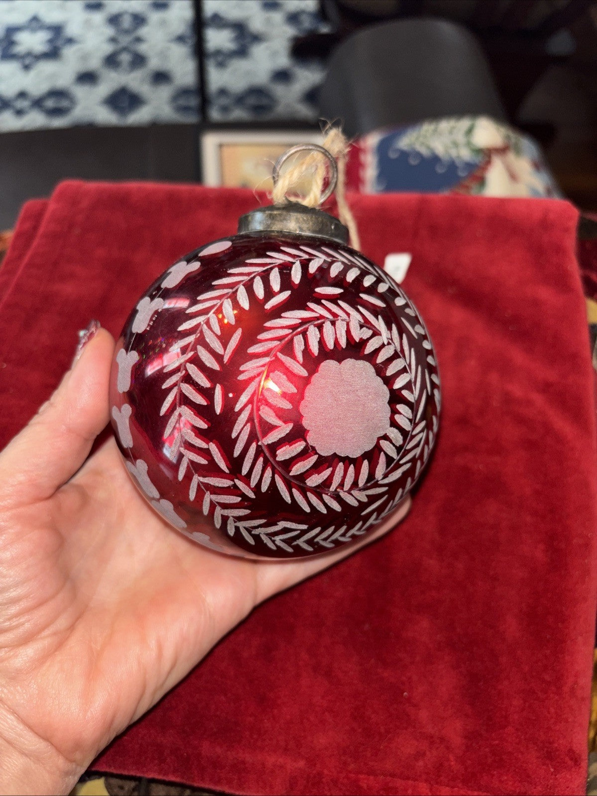 pottery barn holiday ornament Christmas Snowflake gift party Large Vintage `