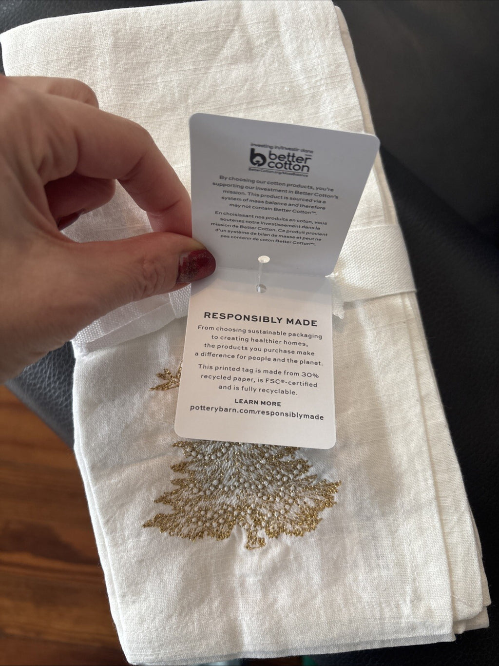 Pottery barn Holiday gold Party Napkin Christmas Tree bird wedding Toile SET 4 n