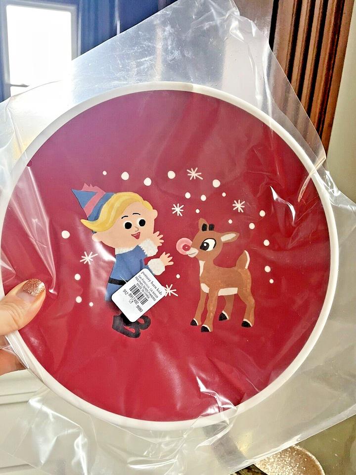 Disney Pottery Barn holiday Plate Rudolph Hermey Santa Christmas gift party ]