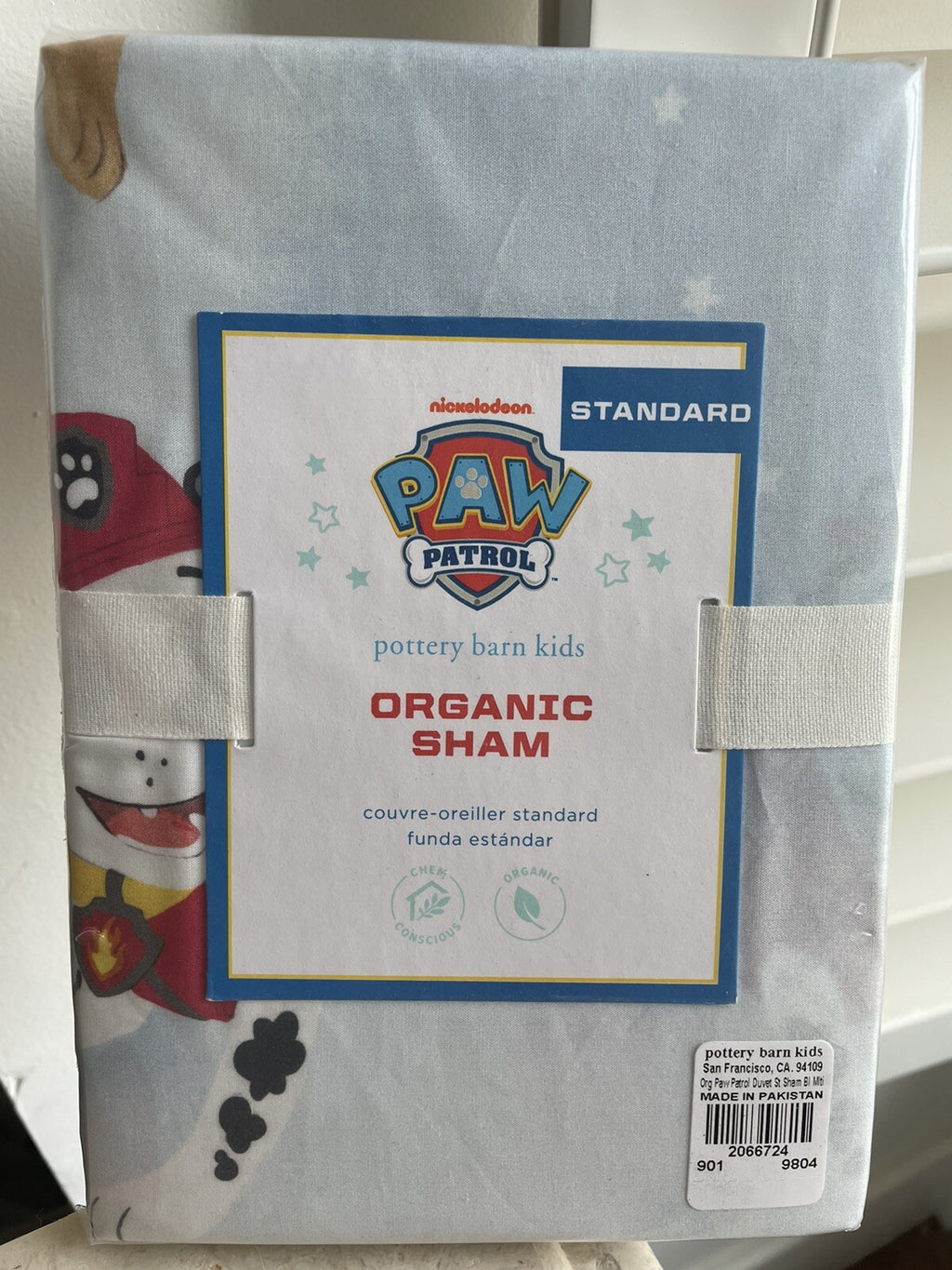 Pottery Barn Disney PILLOW SHAM holiday Gift Paw Patrol Dog school star Ryder .