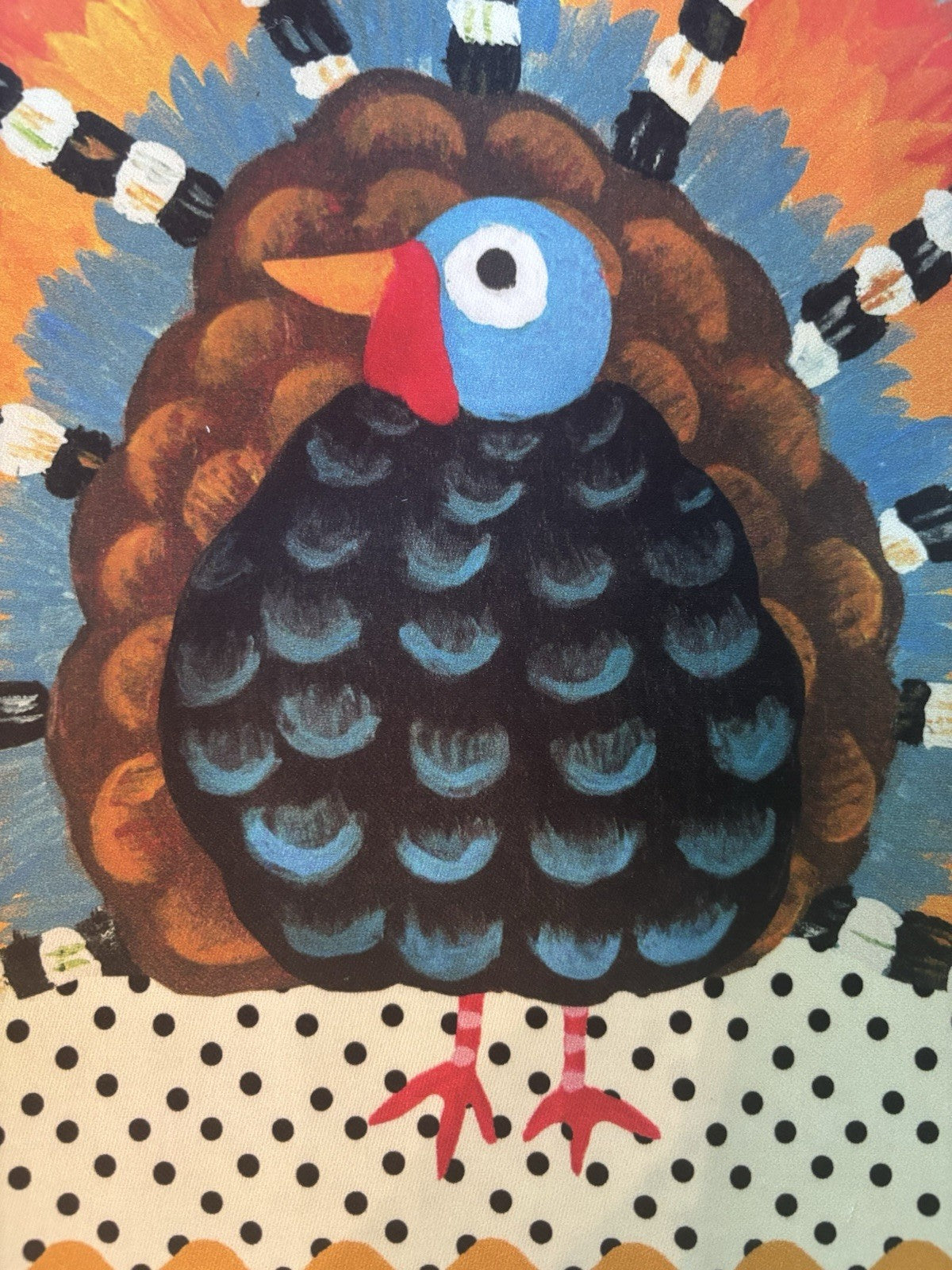 Mackenzie Childs Thanksgiving holiday hand kitchen Dish towel Turkey Party Mom n
