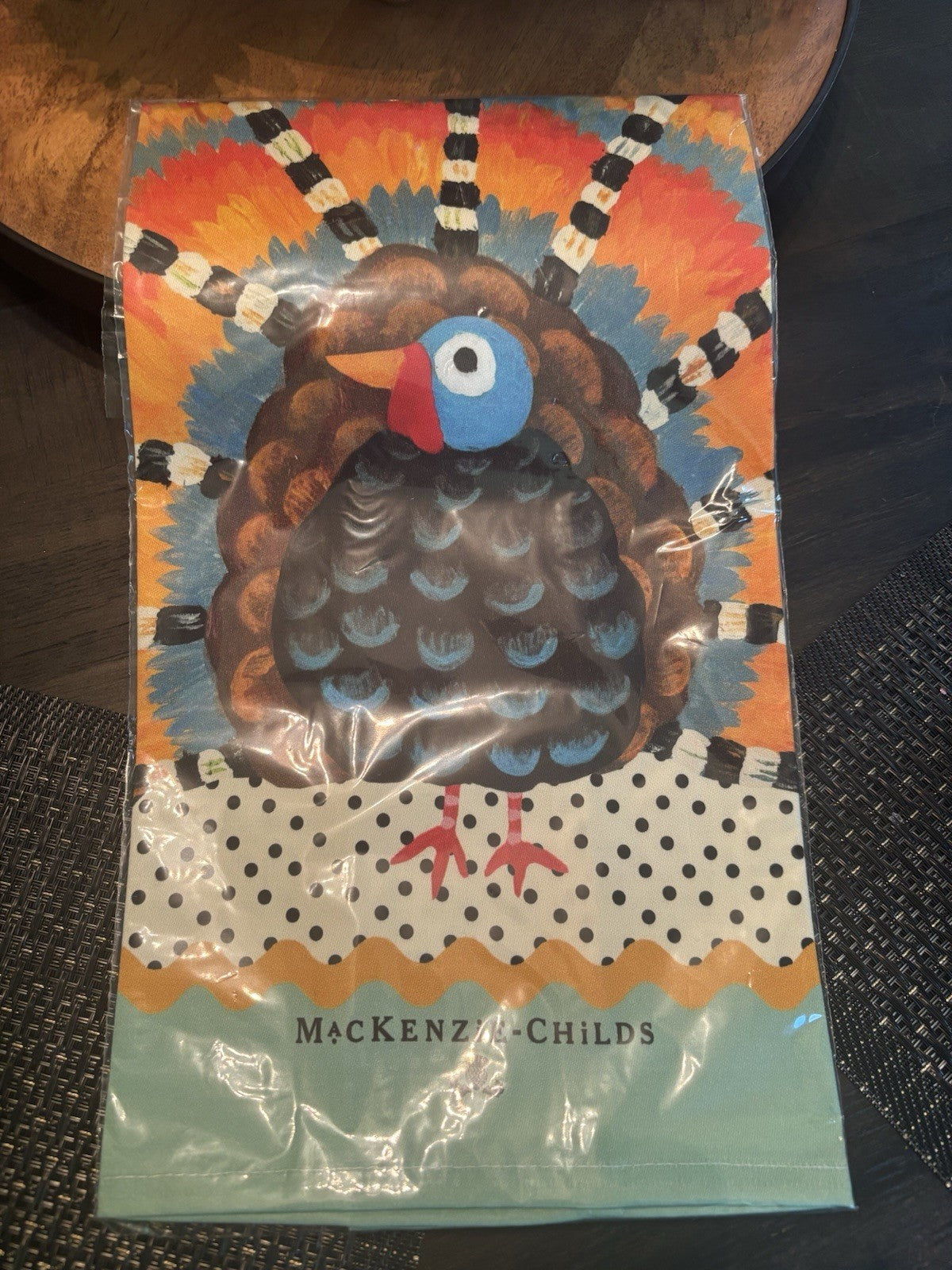 Mackenzie Childs Thanksgiving holiday hand kitchen Dish towel Turkey Party Mom n