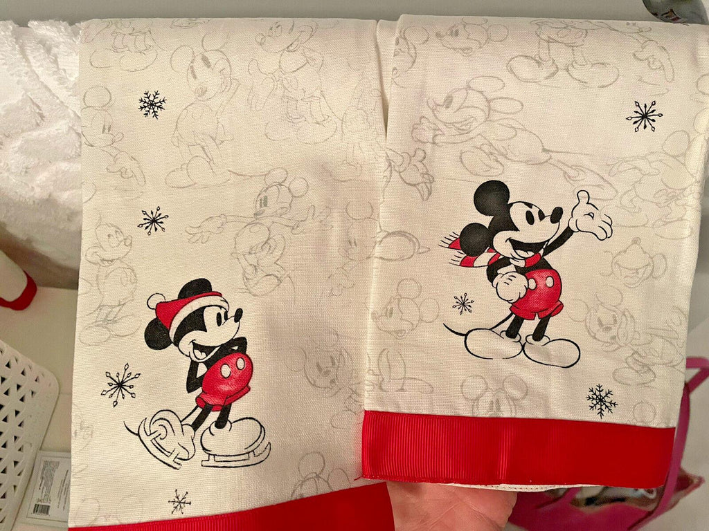 Pottery barn Mickey Mouse Christmas Disney hand towel Kitchen holiday gift set 2