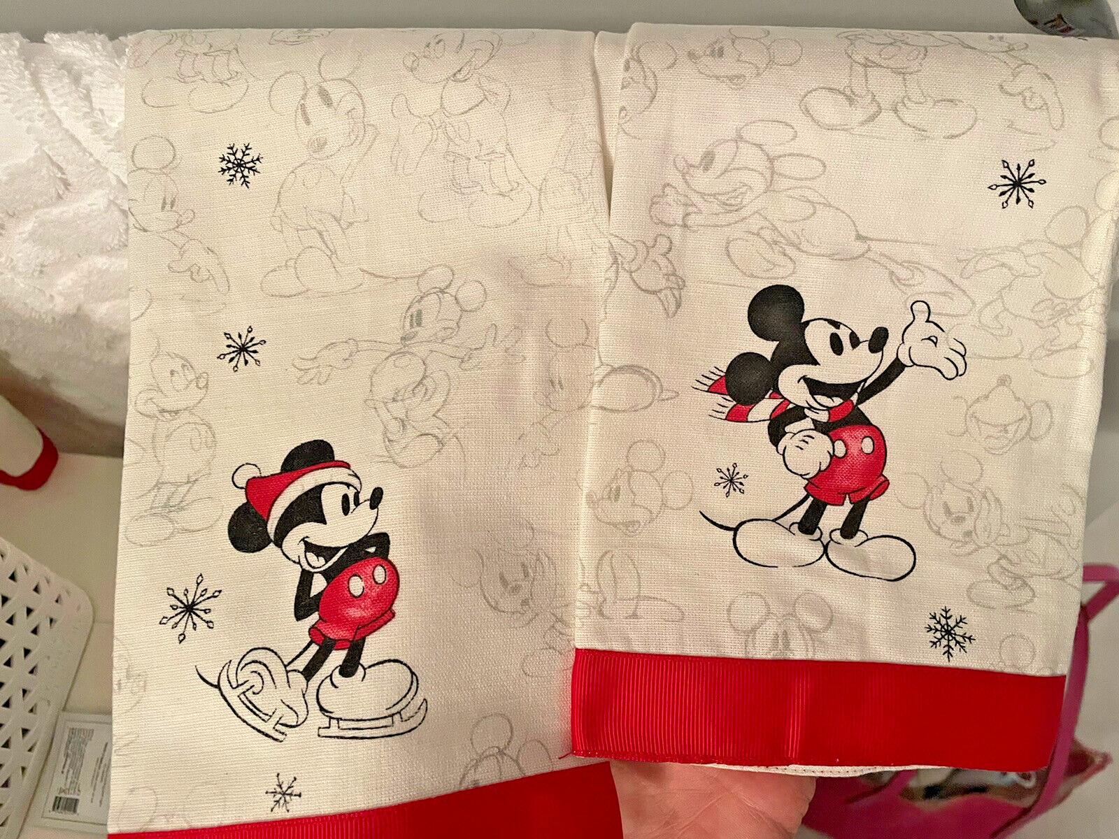 Pottery barn Mickey Mouse Christmas Disney hand towel Kitchen holiday gift set 2