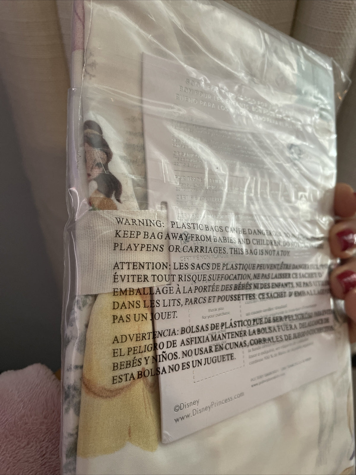 Disney Pottery Barn Holiday pillowcase PRINCESS Belle Christmas gift castle