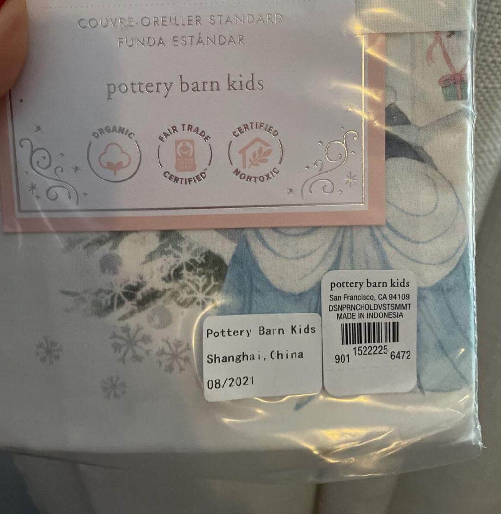 Disney Pottery Barn Holiday pillowcase PRINCESS Belle Christmas gift castle